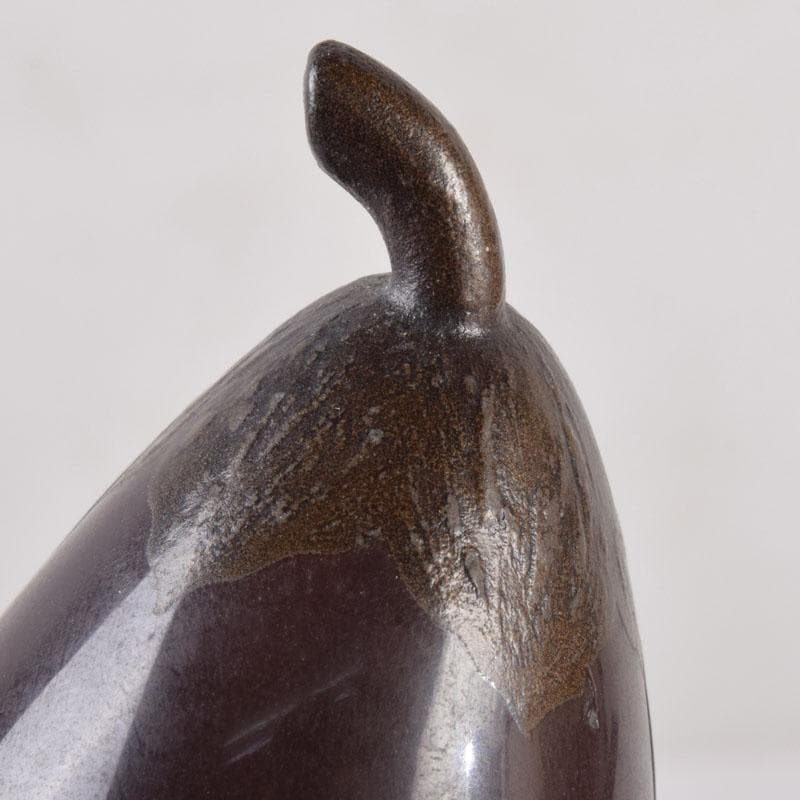 茶道具　漆塗　内銀溜　茄子形　香合　時代箱　V　8547