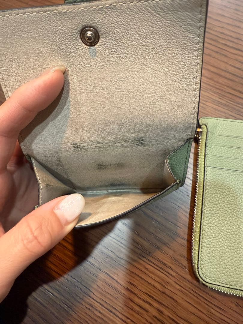 ロエベLOEWE 三つ折り財布＆カードホルダーセット　ローズマリータン