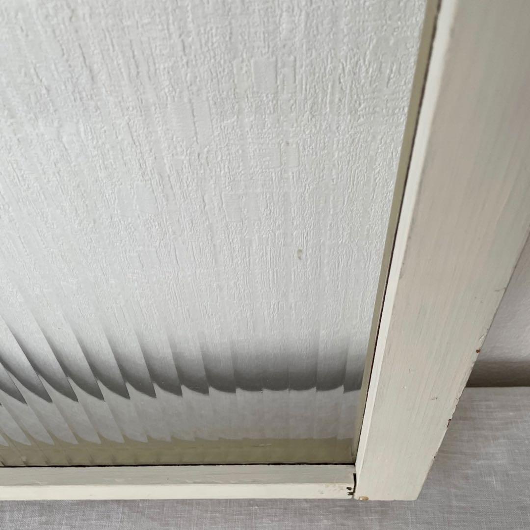 波板ガラス 窓枠 木製 建具 モールガラス 滑車付 2色 古道具 レトロ