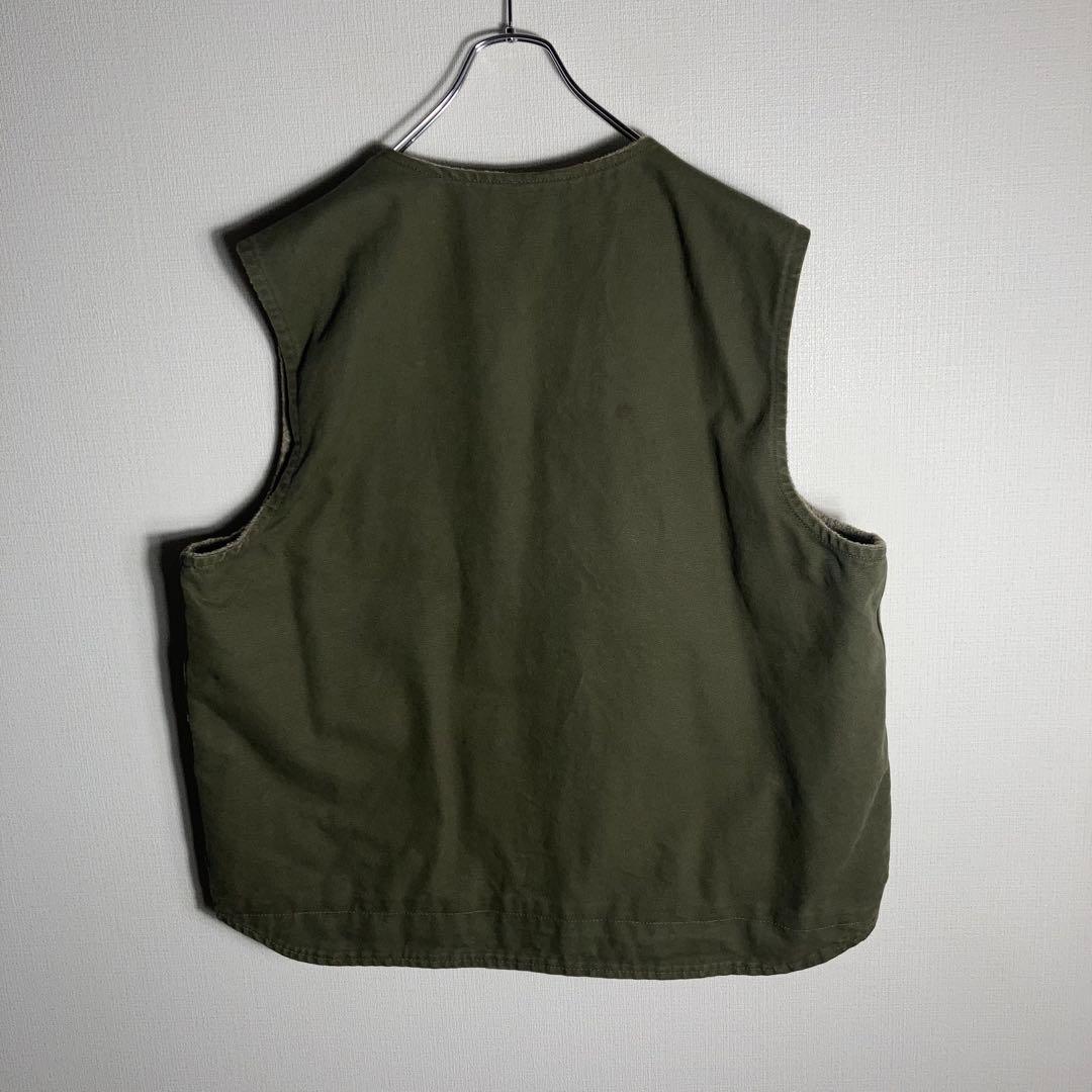 【2XLサイズ】Carhartt フルジップベスト 革ロゴ 企業ロゴ LOV.