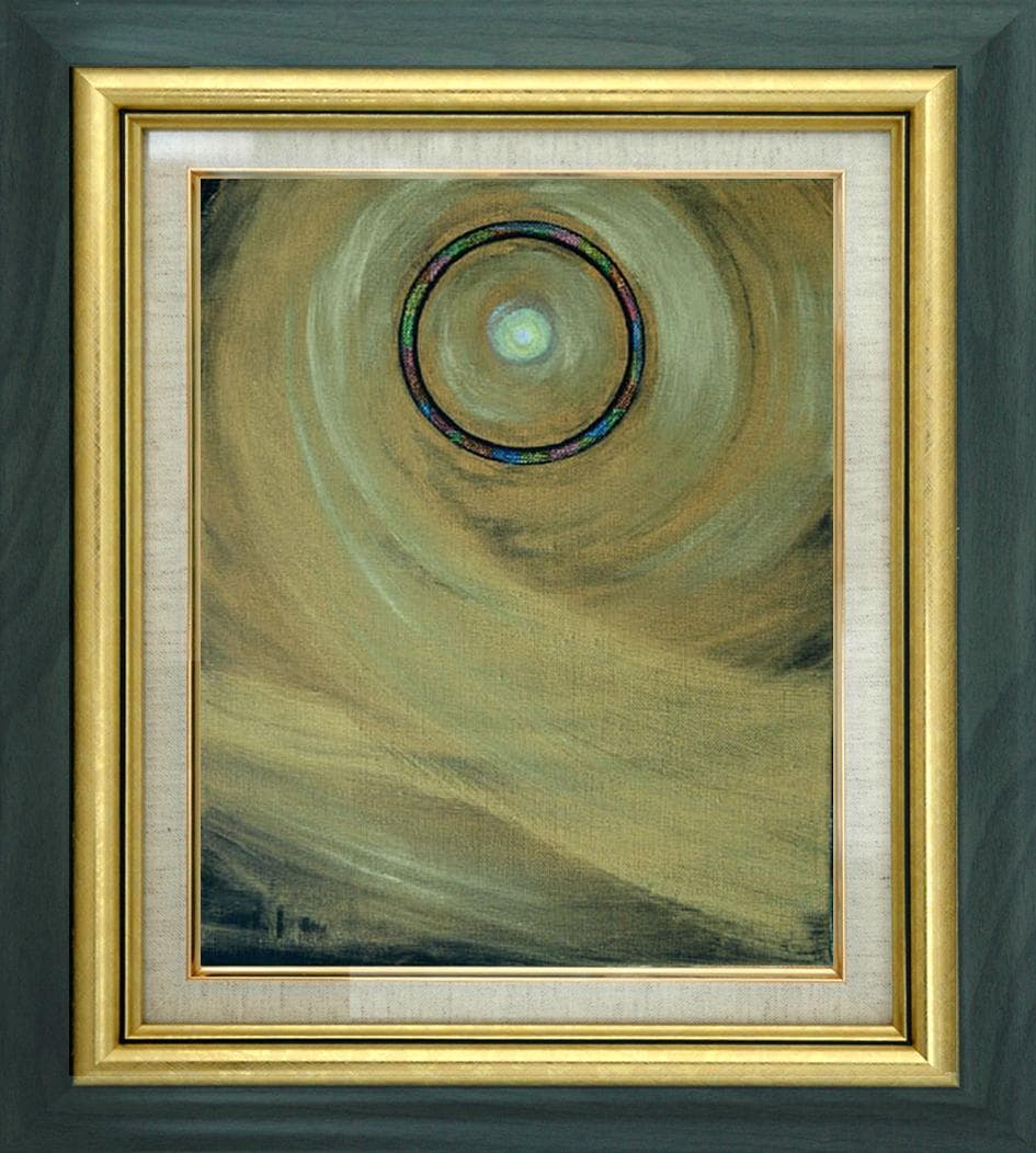 油絵 菅家令子 絵 絵画インテリア額付(黒) F3-G172023 風景祈り希望