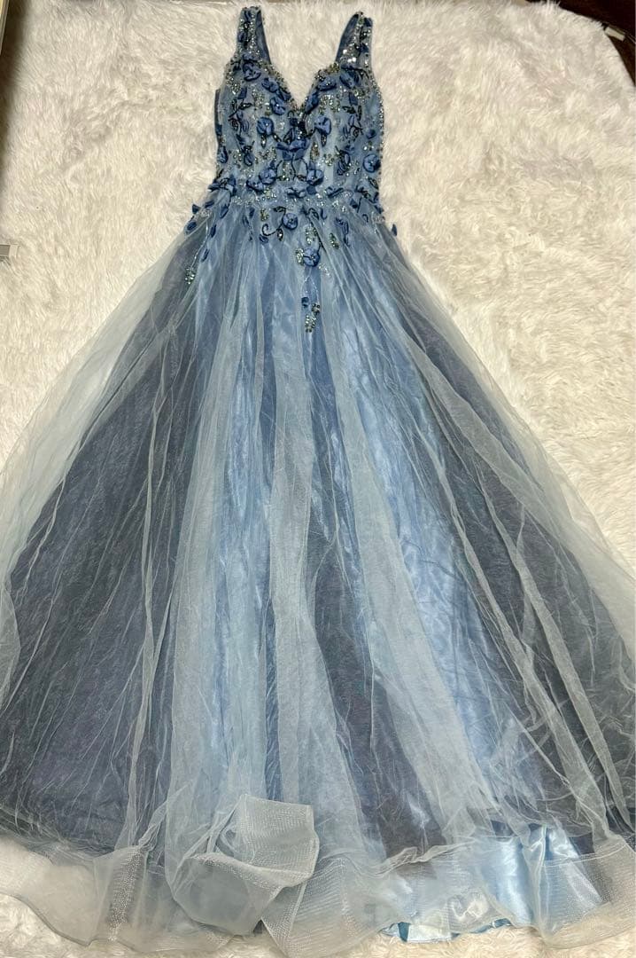 【JEAN MACLEAN/ジャンマクレーン】ロング　バースデードレス　ブルー