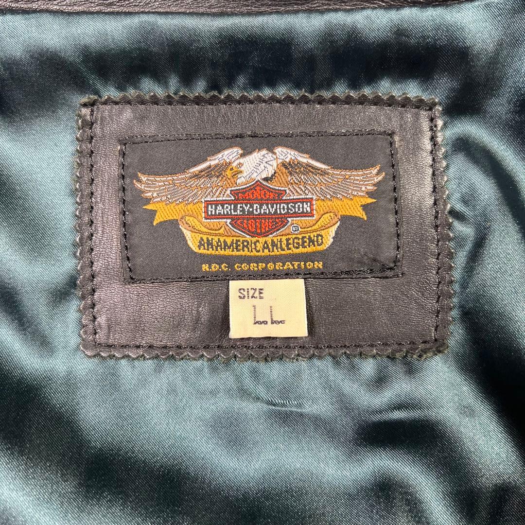 極美品 ハーレーダビッドソン レザージャケット XL ファイヤーパターン 刺繍