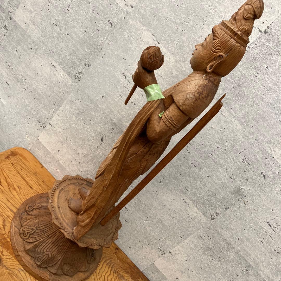 昭和レトロ 木製 木彫り 観音像 観音菩薩 置物 オブジェ インテリア