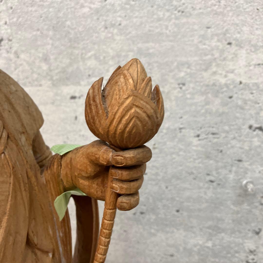 昭和レトロ 木製 木彫り 観音像 観音菩薩 置物 オブジェ インテリア