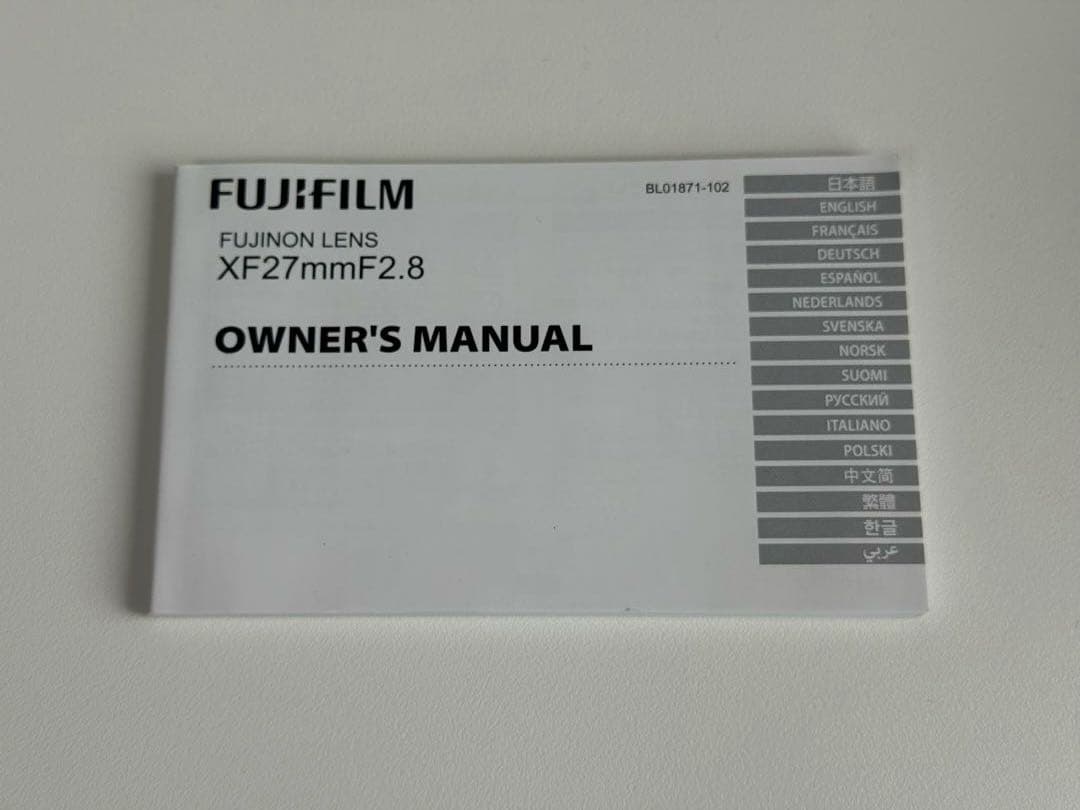 【美品】FUJIFILM XFレンズ XF27mm F2.8 単焦点 広角