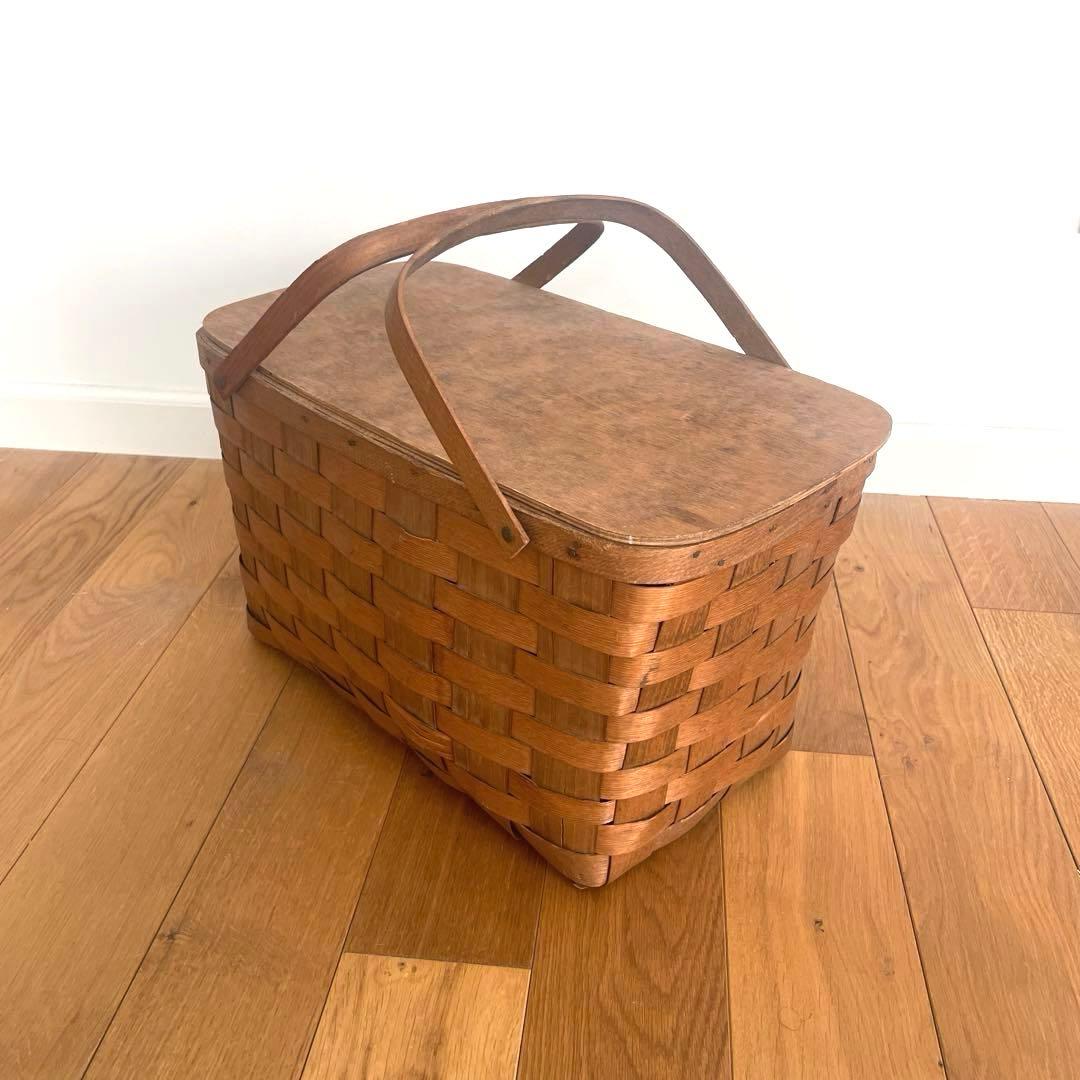 アンティーク 大きな ピクニックバスケット シェーカー ハンドメイド