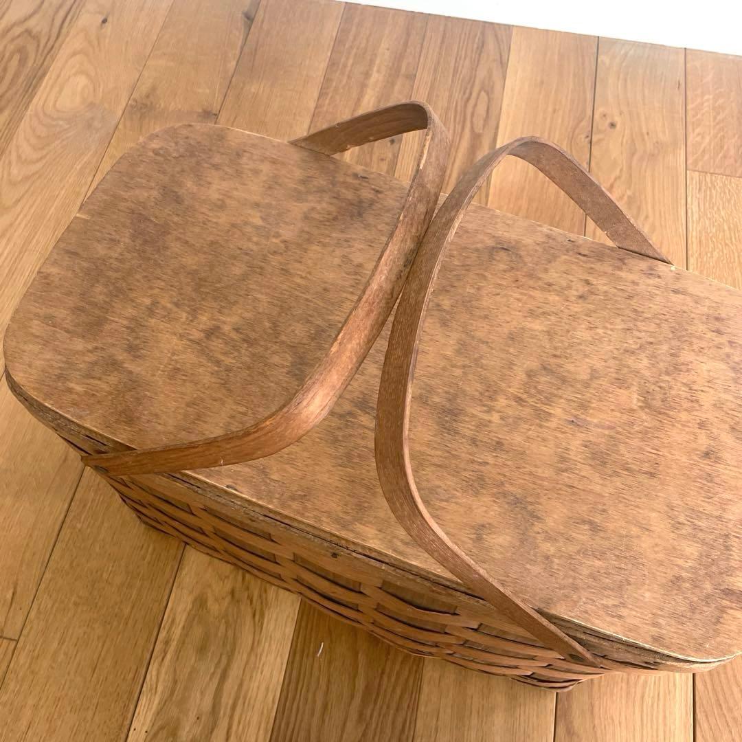 アンティーク 大きな ピクニックバスケット シェーカー ハンドメイド