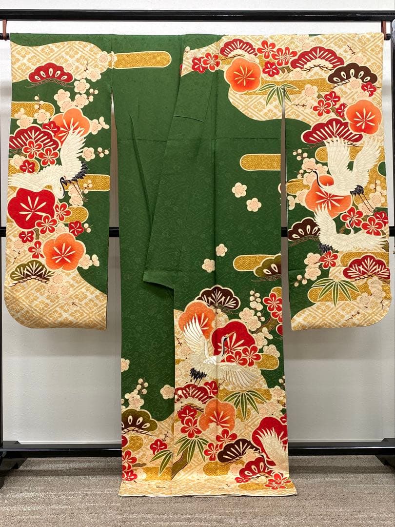 振袖 豪華 刺繍 金駒 鶴 紋意匠 身丈170cm 撥水加工済
