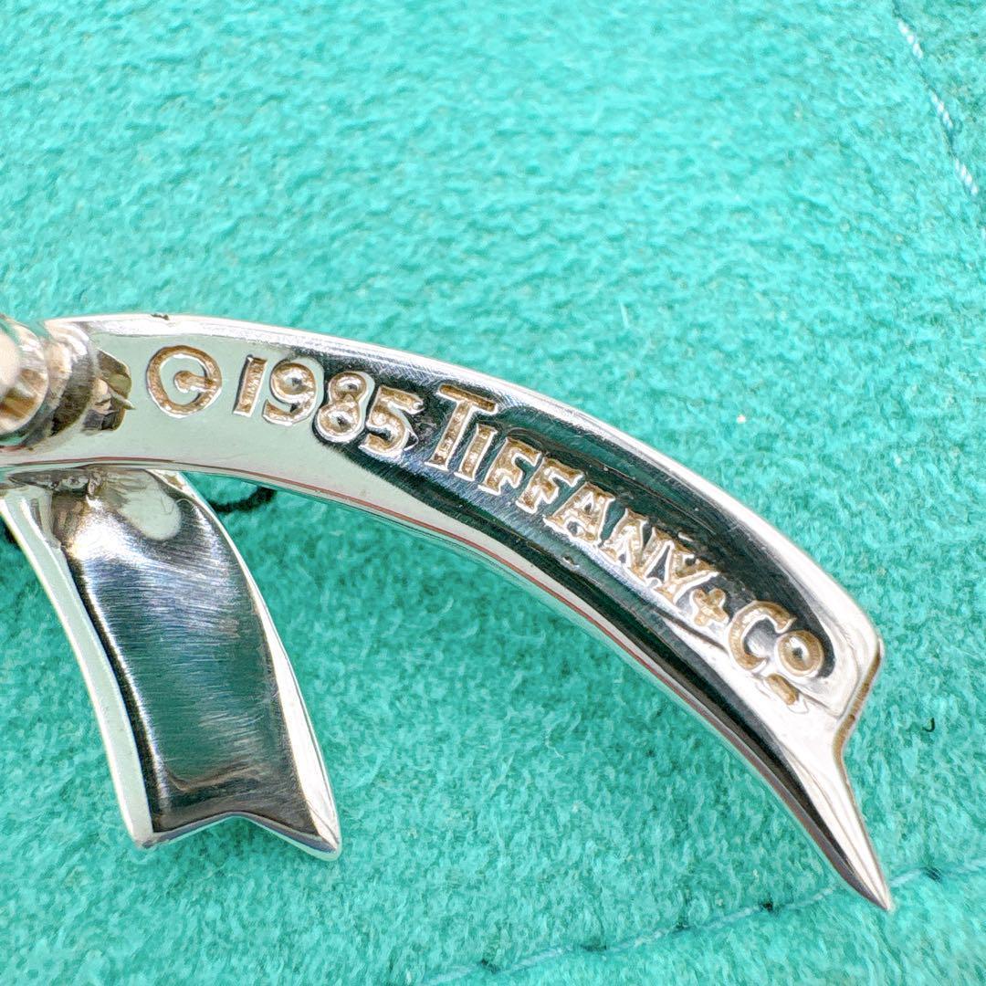 極美品 オールドティファニー リボン ブローチ シルバー925