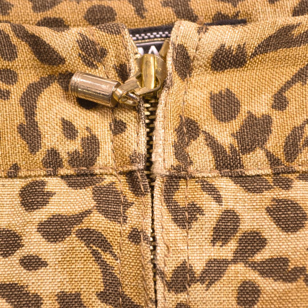 VERSACEヴェルサーチ イタリア製シルク100%レオパード柄膝上丈スカートM