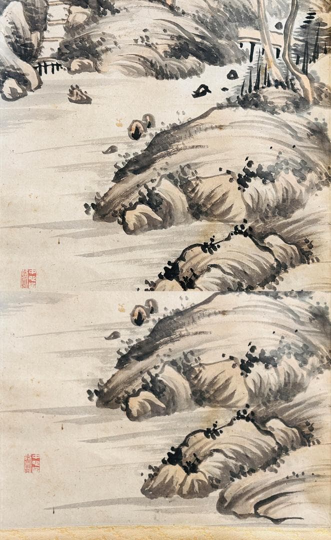 岸派 中西耕石筆 秋景山水  南画家 福岡の人 画寸縦131cm✖️横43cm