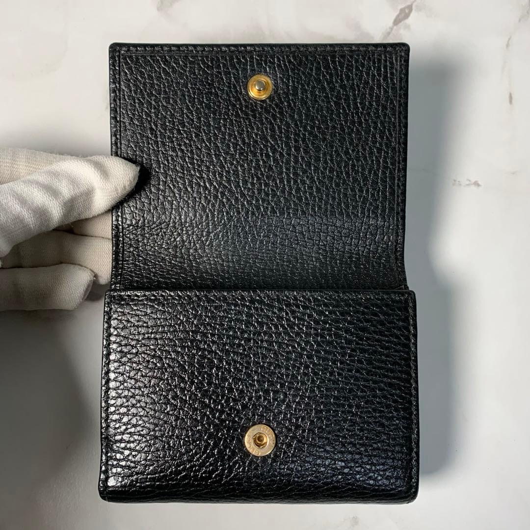 美品✨グッチ 三つ折り財布 ウォレット GGマーモント レザー ブラック