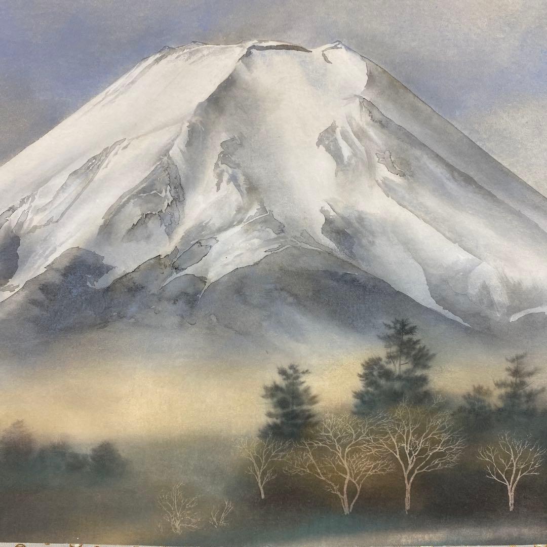 美品 掛け軸 小林希光作 富士図 共箱 太巻き付 美術年鑑掲載 縁起物 厄除け