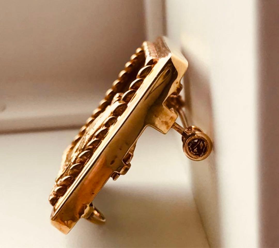 【専用ゆずまる様】✨絵画ブローチ✨砂漠✨縞瑪瑙✨ラクダ六芒星　k18金ゴールド