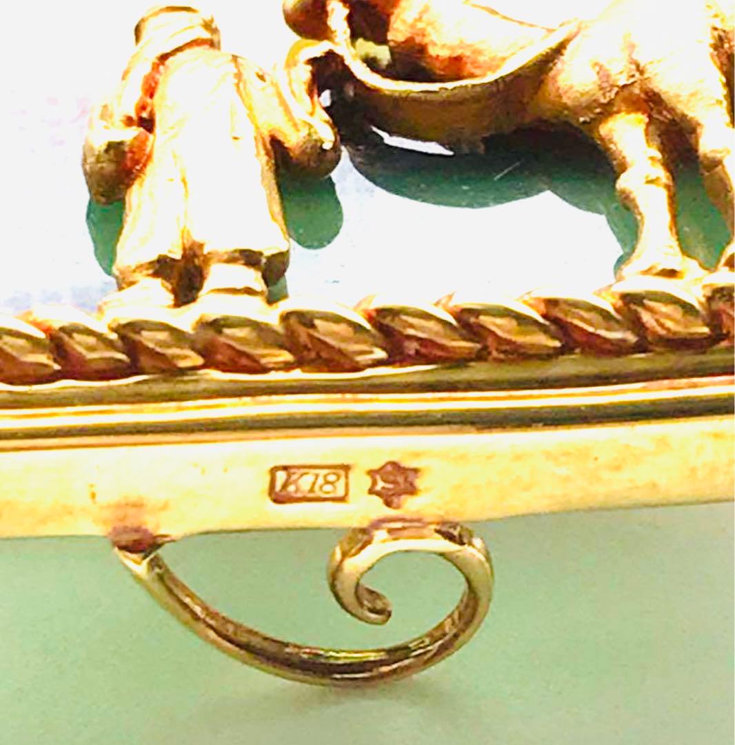 【専用ゆずまる様】✨絵画ブローチ✨砂漠✨縞瑪瑙✨ラクダ六芒星　k18金ゴールド