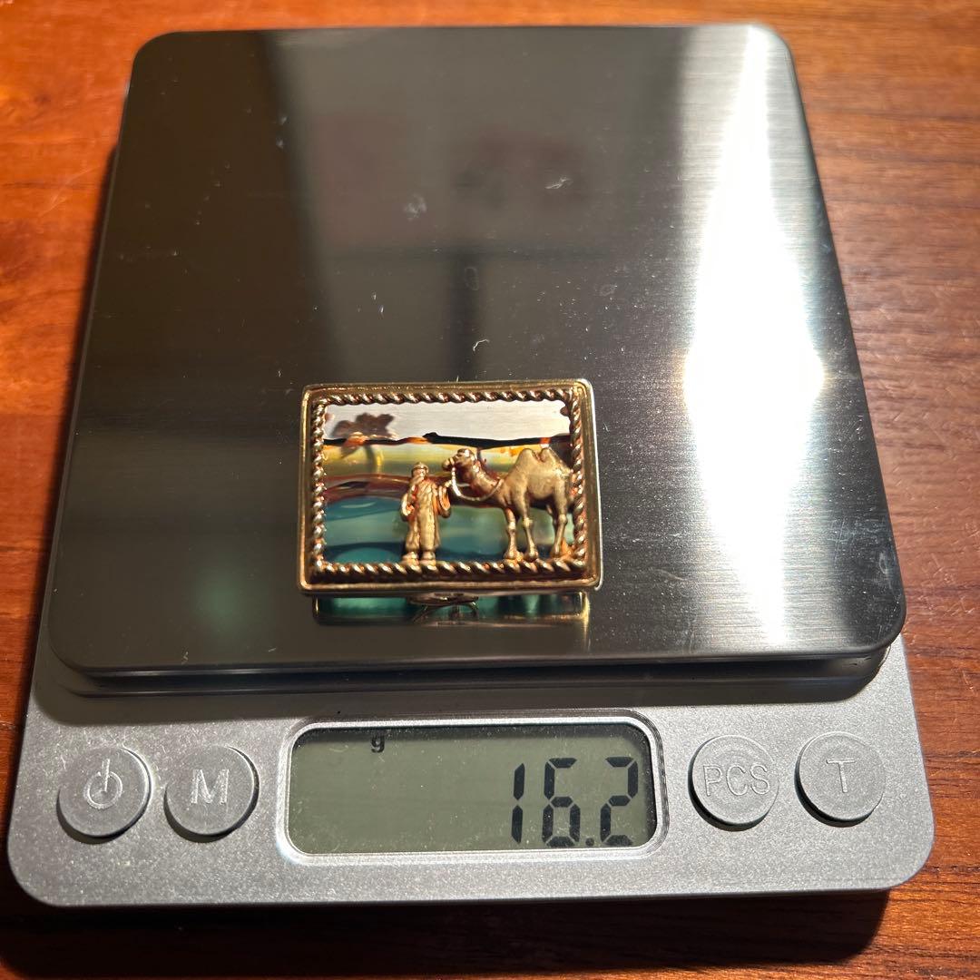 【専用ゆずまる様】✨絵画ブローチ✨砂漠✨縞瑪瑙✨ラクダ六芒星　k18金ゴールド