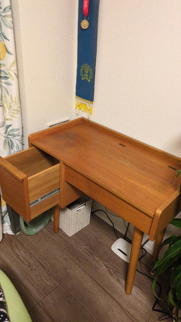 ビンテージ木製ドレッサー ミラー付き 引き出し2つ