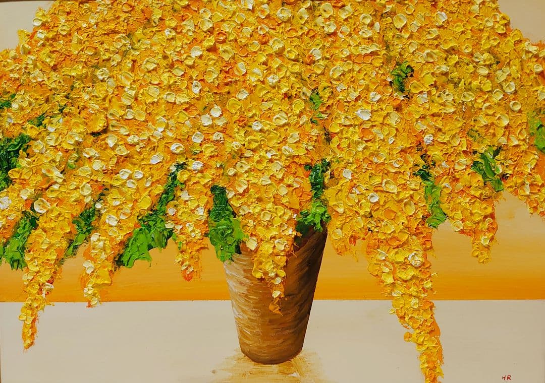 油絵 絵画 ミモザ【Ａ3】