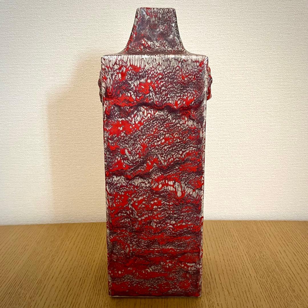 箕面焼 松田箕山 双耳 四方花瓶