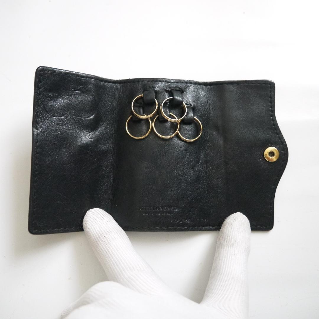 ✈ ボッテガヴェネタ　イントレチャート レザー　5連 キーケース　黒　リング