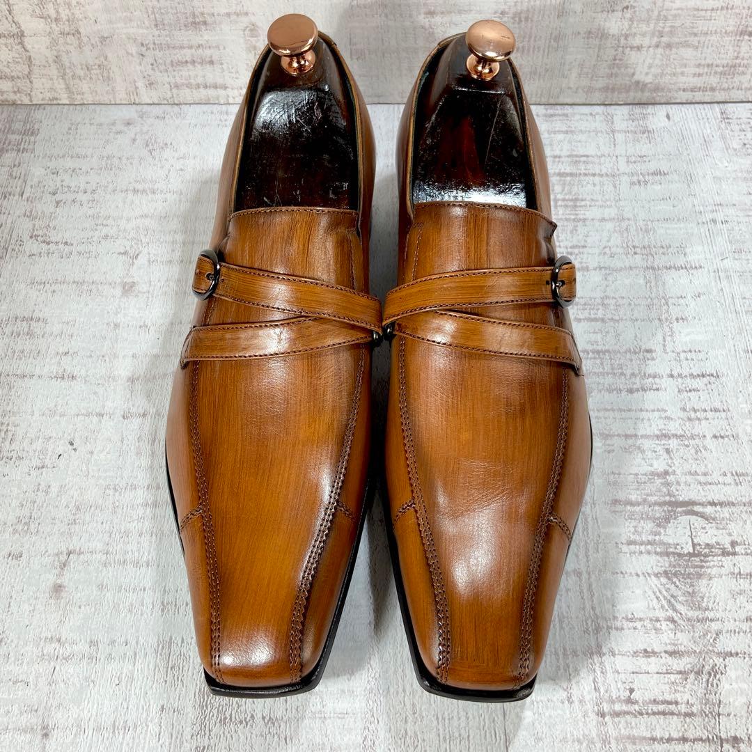 578【未使用近】KATHARINE HAMNETTダブルモンク茶 24.5cm