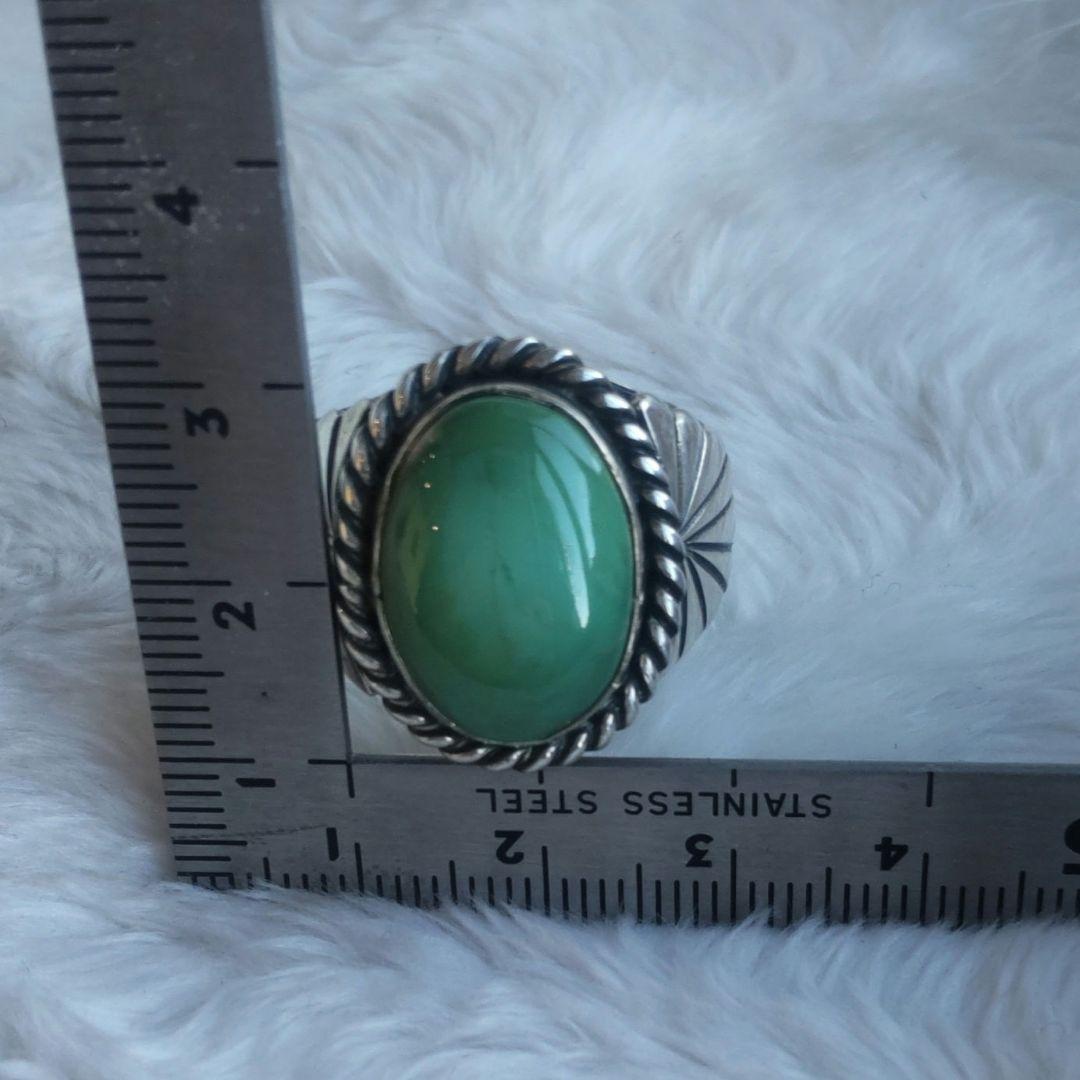 【21号】インディアンジュエリー グリーンターコイズ シルバー925