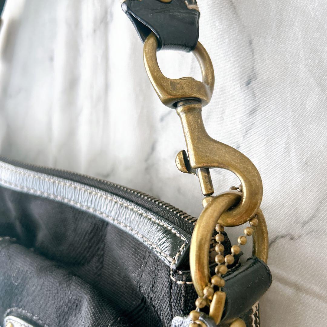COACH シグネチャー ハンプトンズ マルチポケット ショルダーバッグ 黒