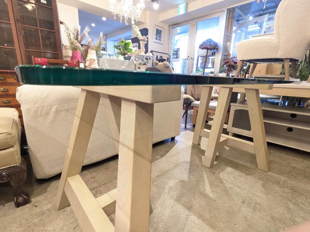 35% フランフラン エファ ガラス 天板テーブル 上品 ダイニングテーブル