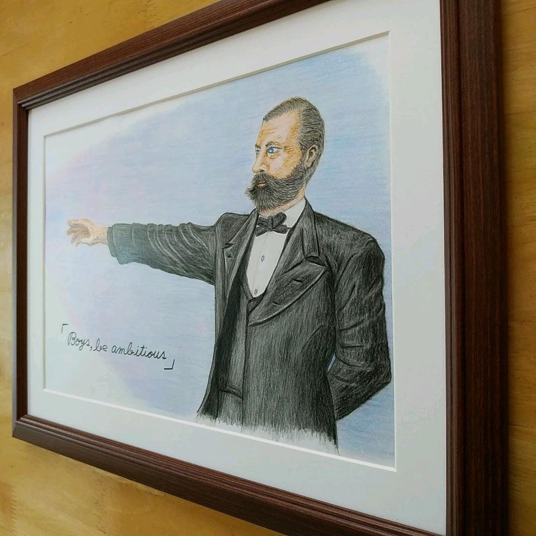 絵画色鉛筆風景画『クラーク博士』原画