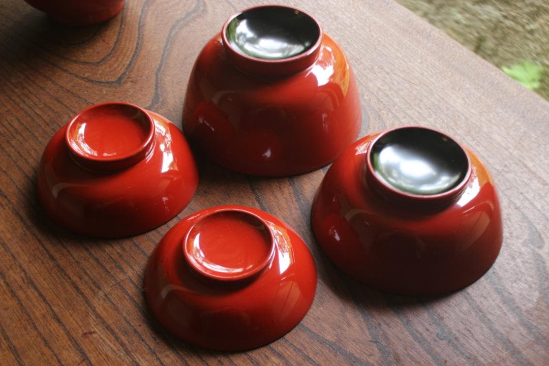 デッドストック！極上朱漆の美しい輪島塗の四つ椀（検漆器漆椀懐石四つ組椀茶道具