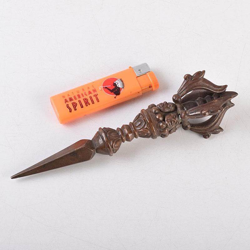 チベット密教法具　古銅　ブルパ　独鈷杵　金剛杵　V　R9088