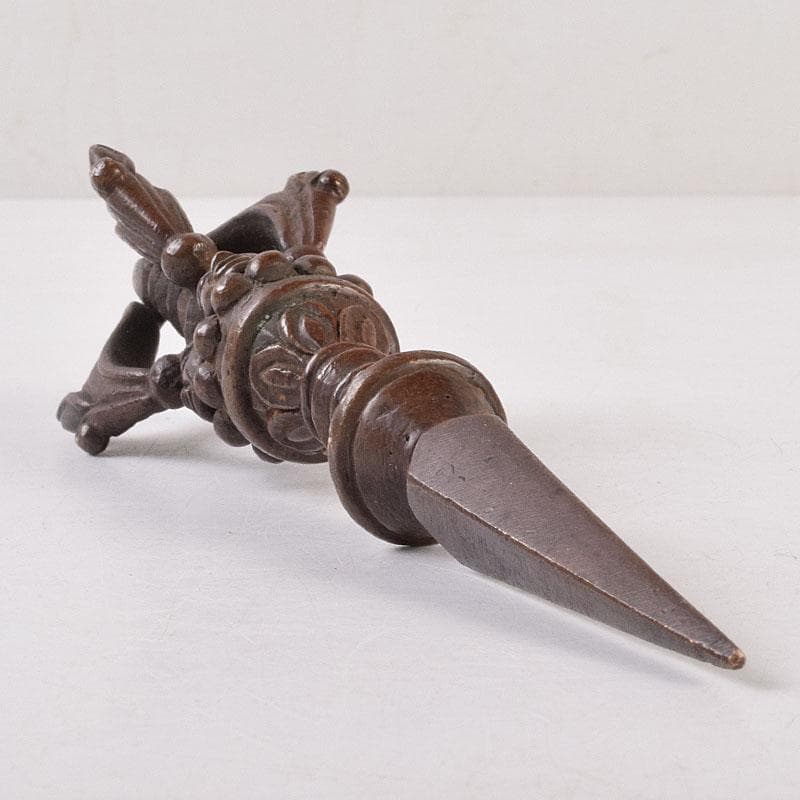 チベット密教法具　古銅　ブルパ　独鈷杵　金剛杵　V　R9088