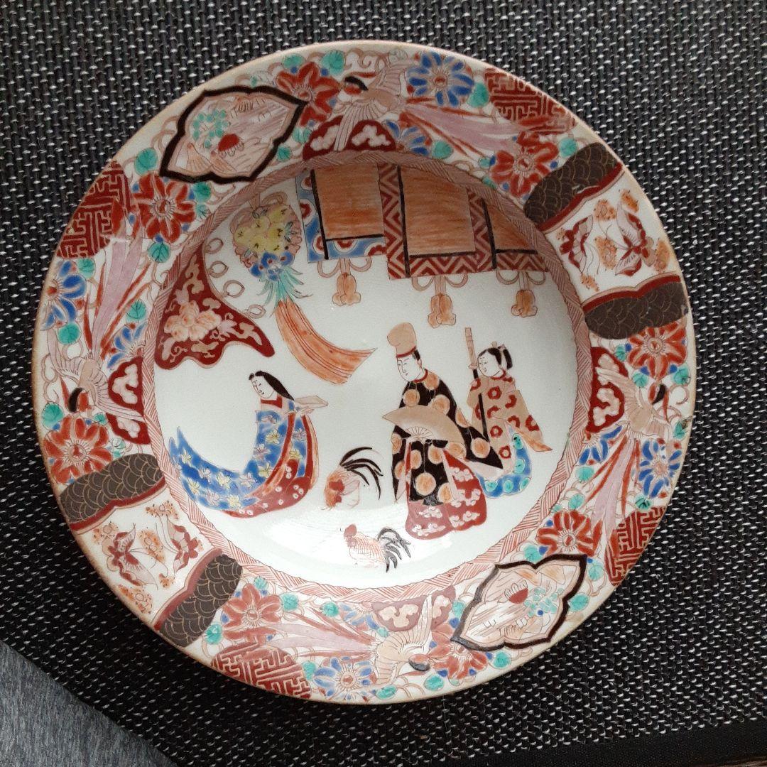 古い伊万里三川内有田焼骨董皿/裏銘「山枡造」肥蝶山信甫/蔵春亭里帰り/幕末明治