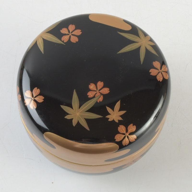 茶道具　山中塗　中村宗悦作　霞雲錦蒔絵　平棗　共箱　V　9305