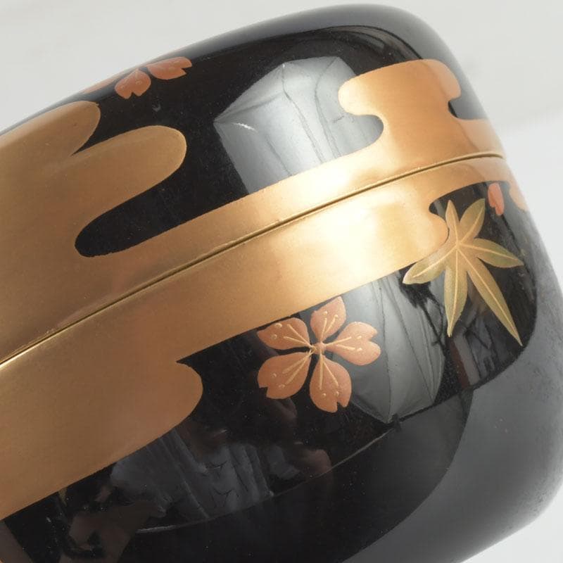 茶道具　山中塗　中村宗悦作　霞雲錦蒔絵　平棗　共箱　V　9305