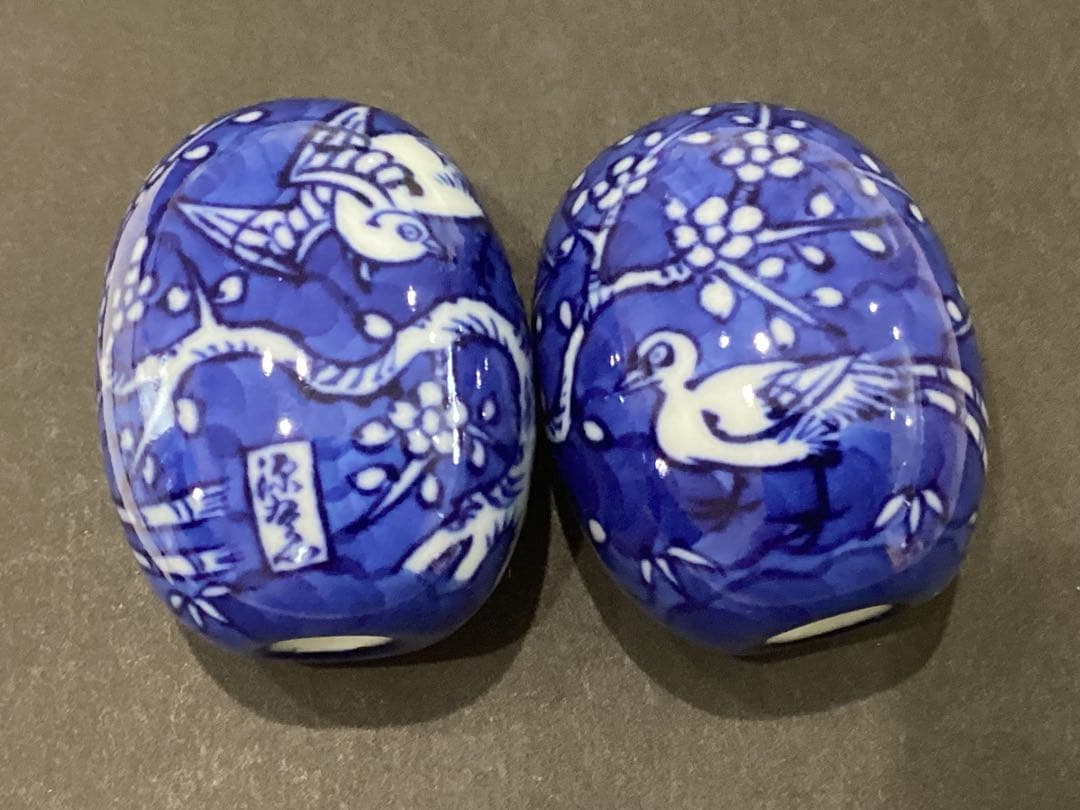 源右衛門　染付風鎮【美品】箱あり