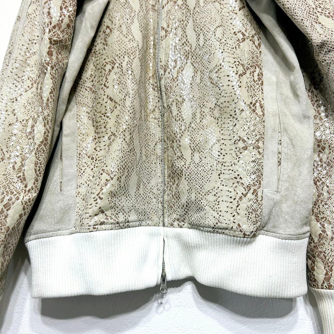 専用　adidas 本革 ピッグレザー 蛇柄 パイソン柄 レザーブルゾン