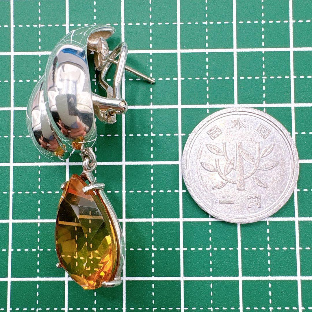 美品レア オールドティファニー ピアス シトリン ティアドロップ シルバー925