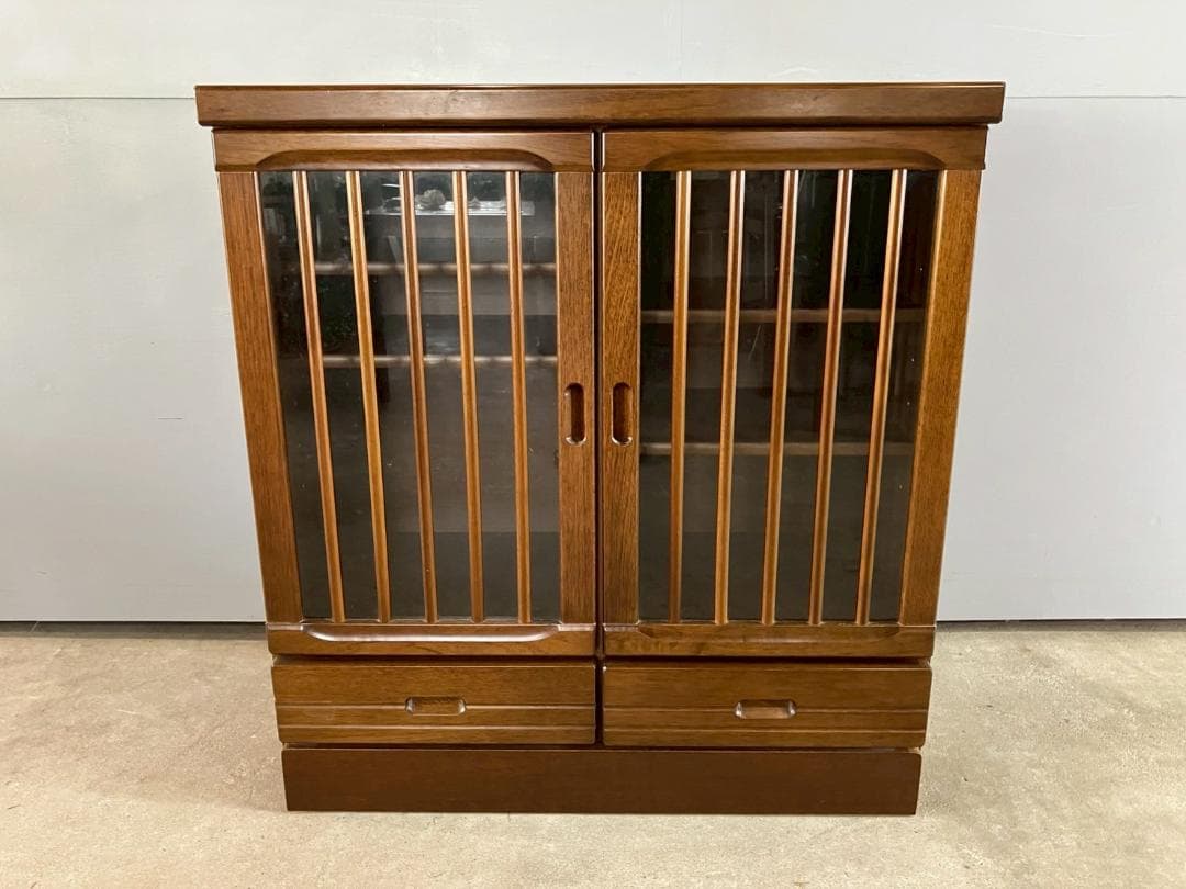 ガラス戸棚 戸棚 キャビネット サイドボード 飾棚 本棚 格子扉 RW435