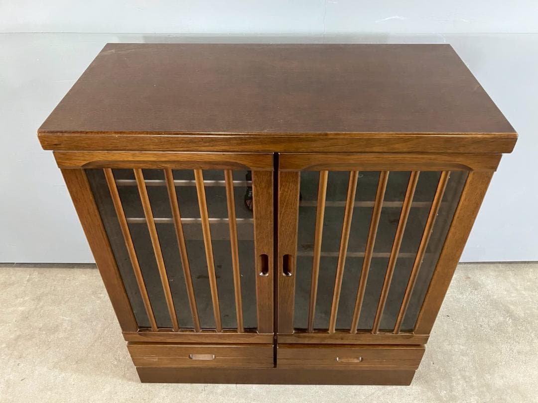 ガラス戸棚 戸棚 キャビネット サイドボード 飾棚 本棚 格子扉 RW435