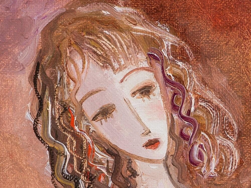 ◆織田広比古 『赤いヴァイオリン』 油彩 3号◆検）織田広喜 宮永岳彦 高塚省吾