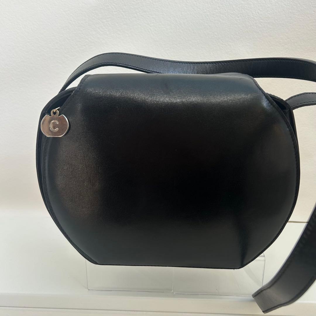 CELINE ブラックレザー ショルダーバッグ スター金具ゴールド