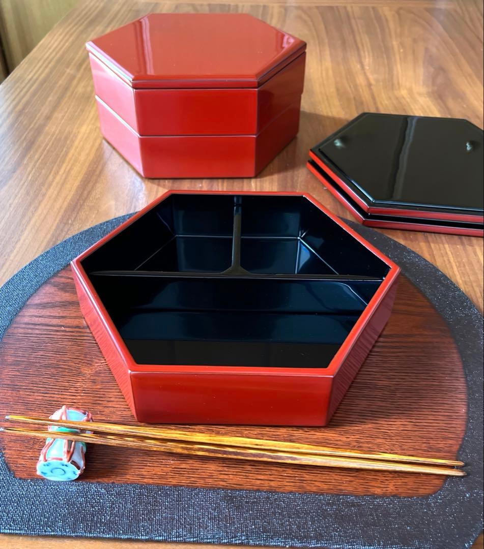 宮内庁御用達 山田平安堂 重箱 六角重 三段 弁当箱 松花堂弁当　おせち　新品