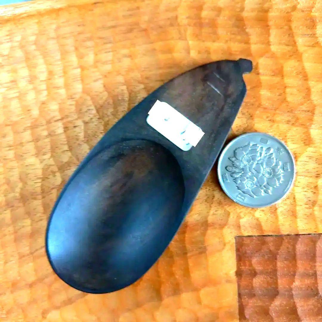 白衣観音御利益品高級銘木黒柿茶さじなすナス茄子デザイン彫刻アート工芸品匠の手仕事