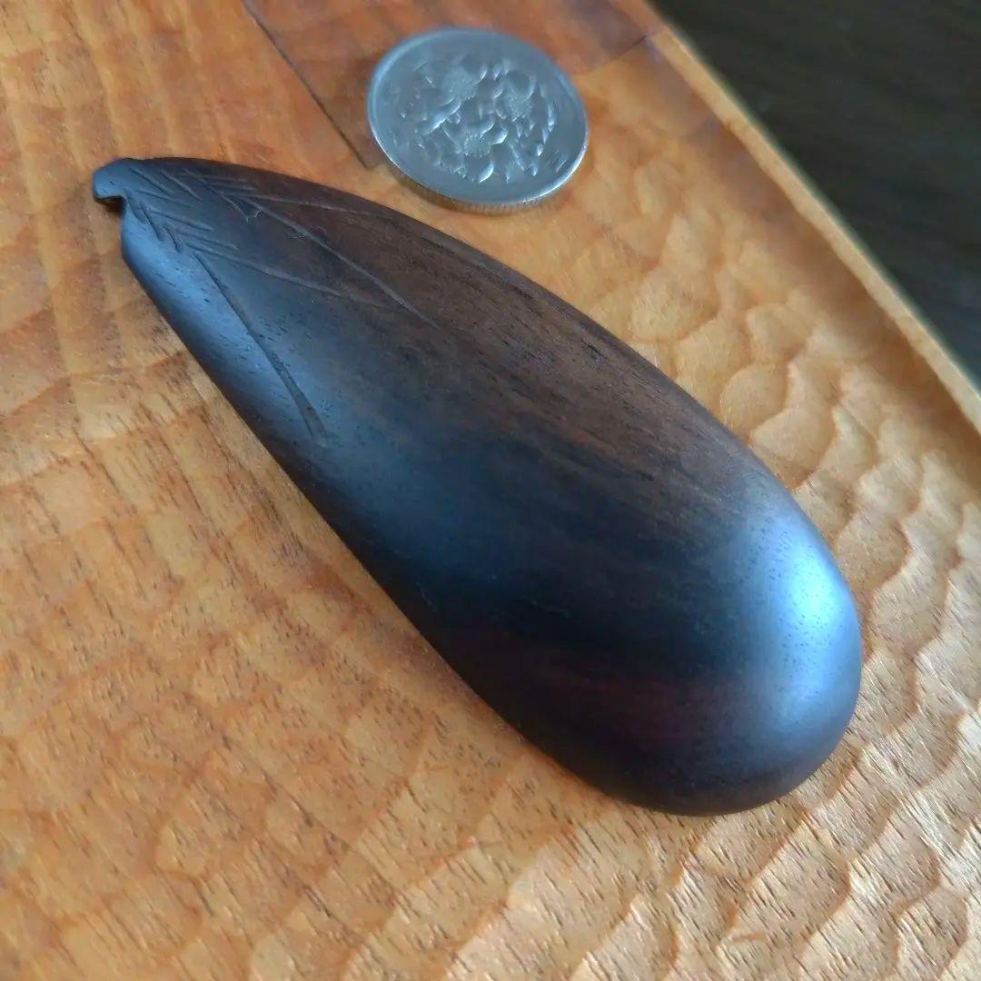 白衣観音御利益品高級銘木黒柿茶さじなすナス茄子デザイン彫刻アート工芸品匠の手仕事