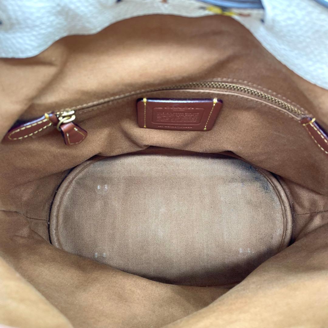 【美品】コーチ　フローラル　2way バッグ　巾着　チャーム　ゴールド金具