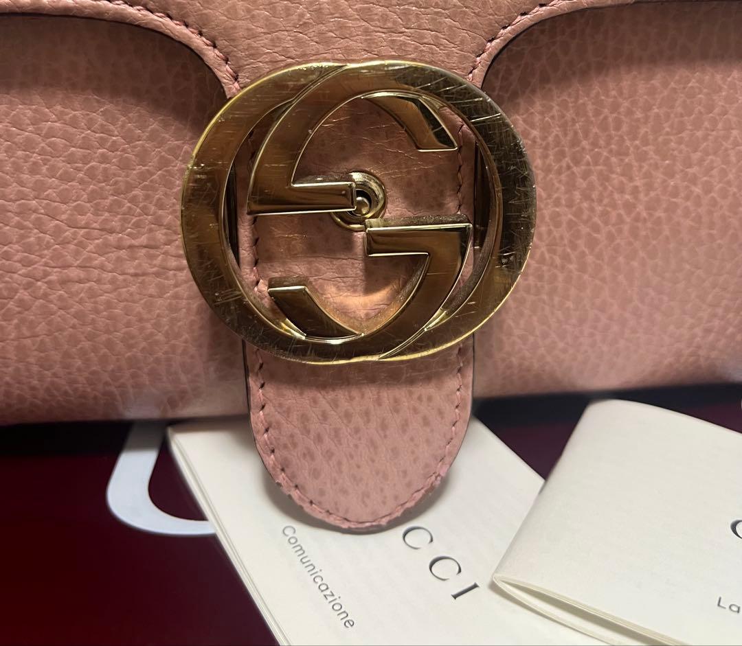 GUCCI ピンクレザー ハンドバッグ