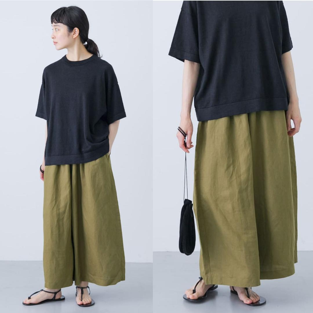 2025 春夏新作 かぐれ kagure リネンレーヨンワイドギャザーパンツ＊Y