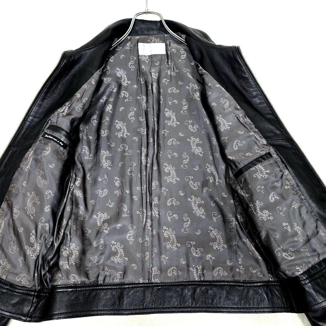 希少 ハイストリート レザージャケット シープスキン ペイズリー 本革 黒 S